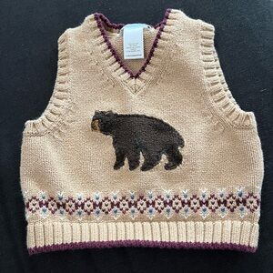 Janie & Jack Beige Bear Knit Vest